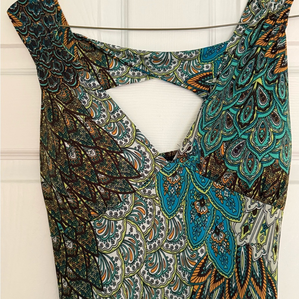 Vibrant Peacock Maxi Dress